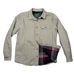 Woolrich Green Label Flannel Lined Shirt Jacket‎ Mens M Khaki Workwear Chore